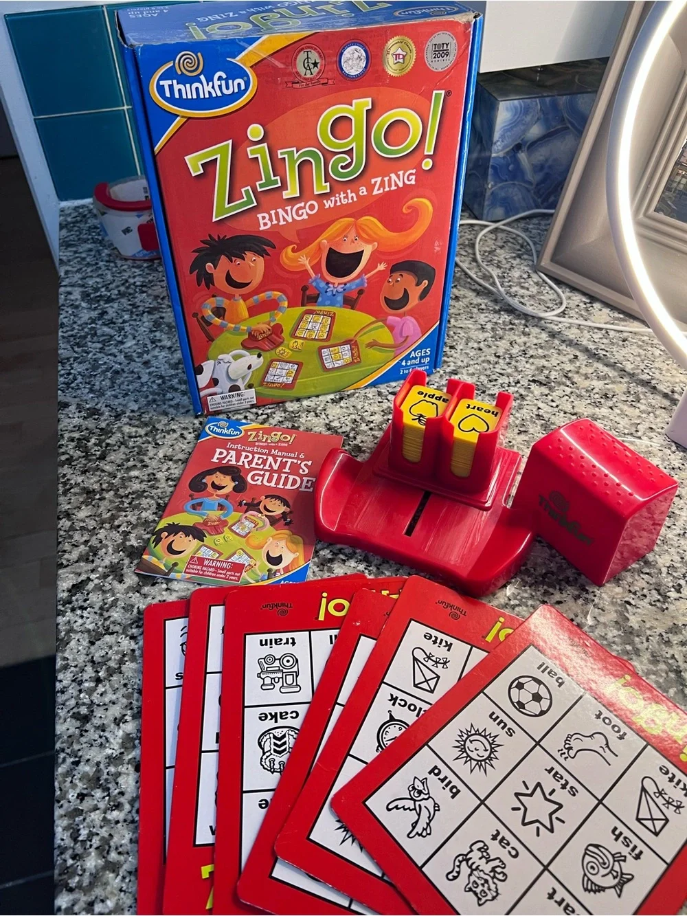 ThinkFun Zingo! Bingo Board Game Red Classic Kids Matching Game Complete